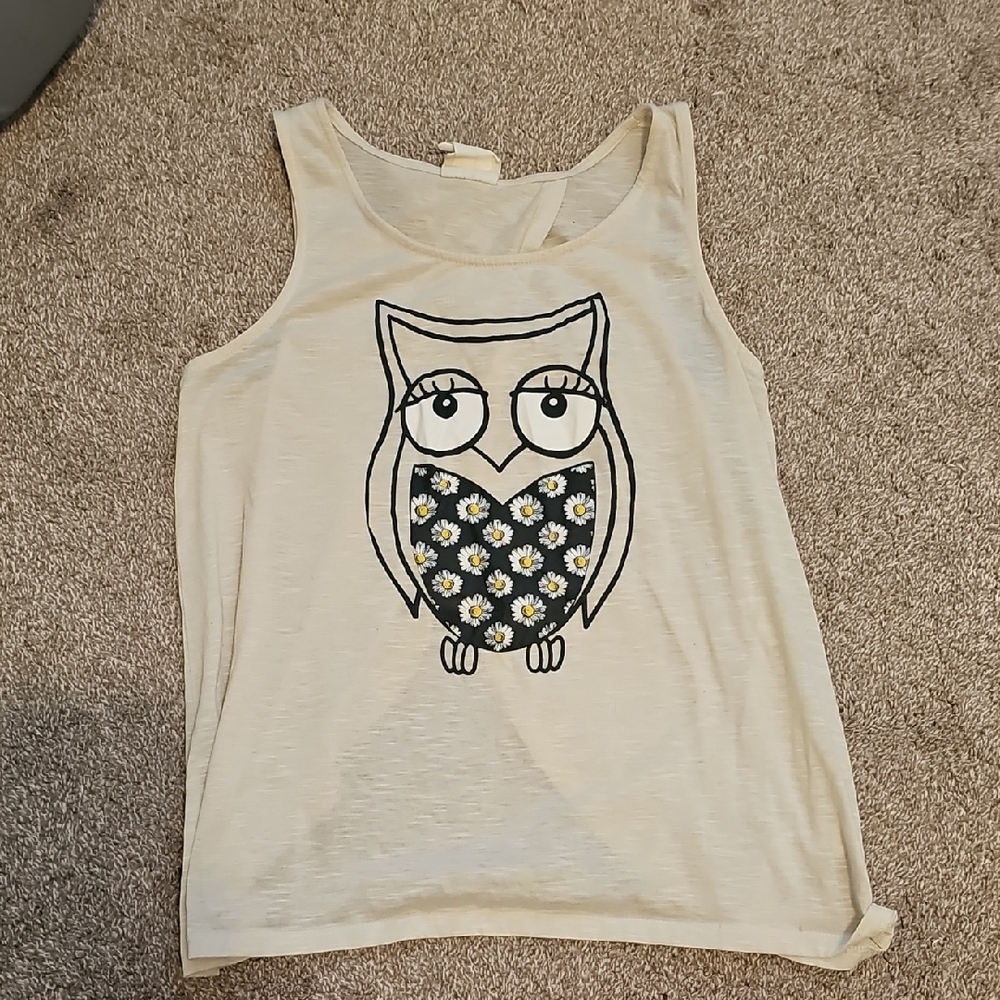 Self Esteem Cream Owl Tank Top for Kids